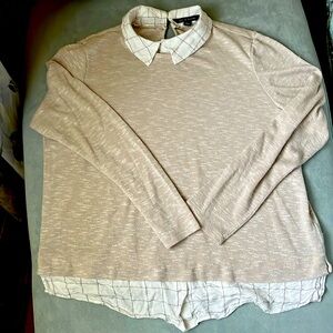 Zac & Rachel large soft shirt with check collar and bottom